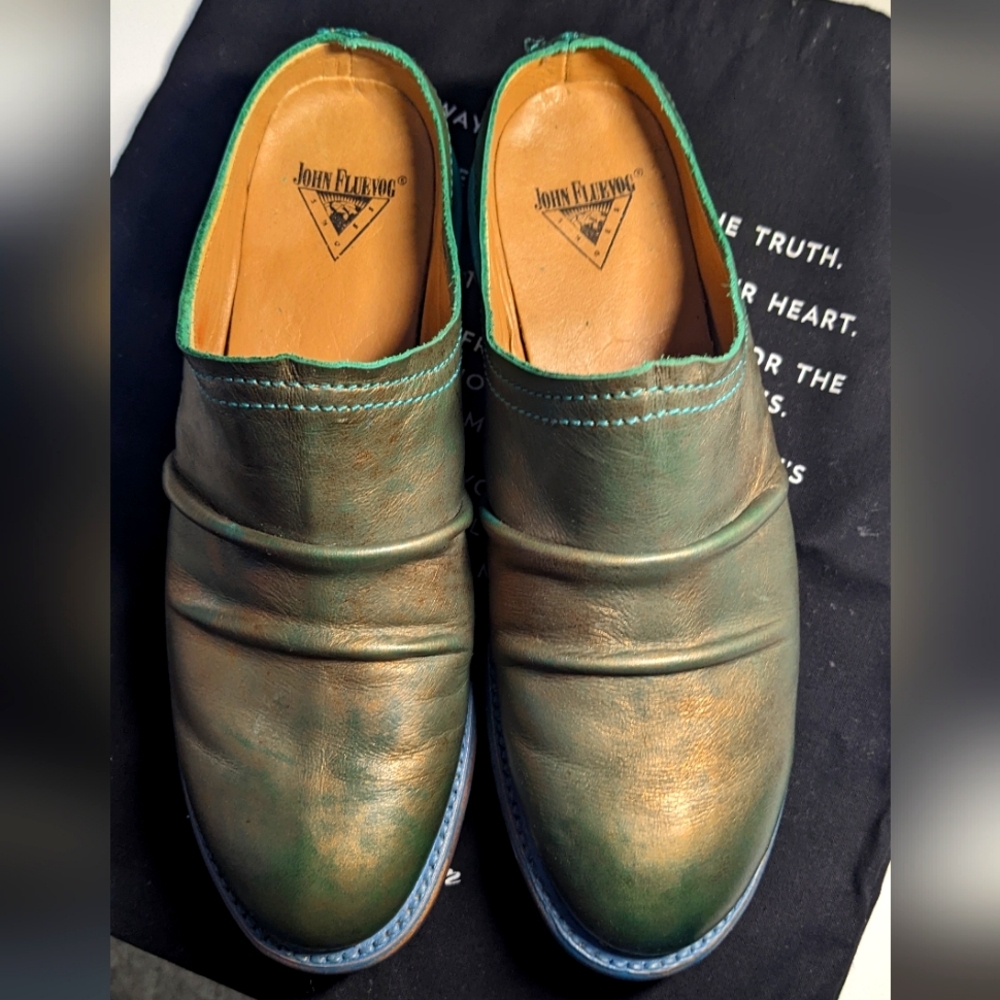 John Fluevog Living 2.0 Tullia Bronc clog size 7 green bronze